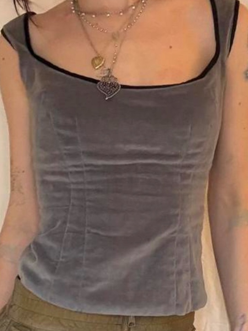 ULTRA RARE Tracy Feith purple/gray corset zip up top ASO Piper Halliwell Charmed - Picture 4 of 6